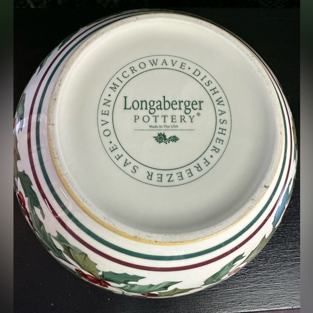 Vintage Longaberger American Holly Pattern Mixing Bowl - Picture 3 of 3
